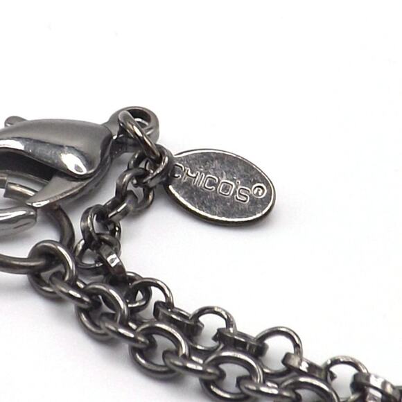 Chico's Long Acrylic Beaded Necklace, Square Chain, Filigree End Caps, 33 Inches - Picture 9 of 9